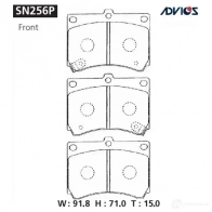 Тормозные колодки дисковые, комплект ADVICS SN256P R9W 5M 1420567509