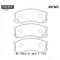Тормозные колодки дисковые, комплект ADVICS 1420567520 SN280E K1 YBJ