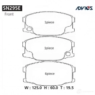 Тормозные колодки дисковые, комплект ADVICS SN295E 1420567534 A3P56 8G