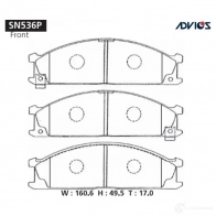 Тормозные колодки дисковые, комплект ADVICS 1420567570 SN536P UL2K9L 6