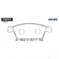 Тормозные колодки дисковые, комплект ADVICS A G2170C 1420567575 SN553