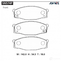 Тормозные колодки дисковые, комплект ADVICS RF YZZ4 1420567591 SN574P