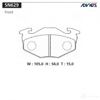 Тормозные колодки дисковые, комплект ADVICS SN629 1420567617 6 QRM2UH