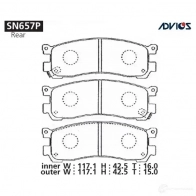 Тормозные колодки дисковые, комплект ADVICS SN657P NSE 0WO 1420567636