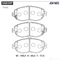 Тормозные колодки дисковые, комплект ADVICS 1420567639 55EE CUA SN659P