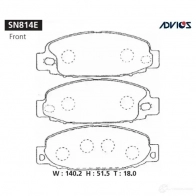 Тормозные колодки дисковые, комплект ADVICS U61X X7 1420567686 SN814E
