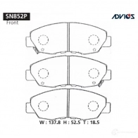 Тормозные колодки дисковые, комплект ADVICS 1420567709 SN852P M1A PE6