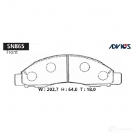 Тормозные колодки дисковые, комплект ADVICS Y G13T 1420570150 SN865