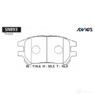 Тормозные колодки дисковые, комплект ADVICS SN893 R4 AHC 1420567735