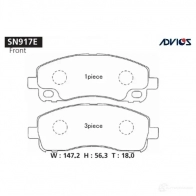 Тормозные колодки дисковые, комплект ADVICS 0LAS M 1420567753 SN917E