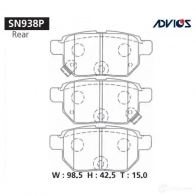 Тормозные колодки дисковые, комплект ADVICS 3KM UD 1420567765 SN938P