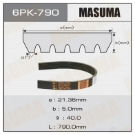 Ремень привода навесного оборудования MASUMA 6PK-790 1422885355 BZZ JCXX