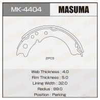 Колодки тормозные барабанные MASUMA 4560116981342 K 339L 1422881829 MK-4404