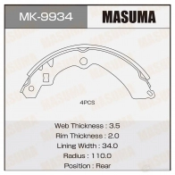 Колодки тормозные барабанные MASUMA 4560116980437 1424585014 68J3 Q28 MK-9934