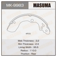 Колодки тормозные барабанные MASUMA MK-9983 WE BWNVH 1422890064 4560116982295
