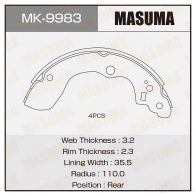 Колодки тормозные барабанные MASUMA MK-9983 WE BWNVH Suzuki SX4 (GY) 1 Седан 1.6 (RW 416) 107 л.с. 2007 – 2025 4560116982295