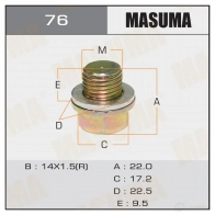 Болт (пробка) маслосливной без магнита M14x1.5 MASUMA 41 JAIX0 76 1422888109