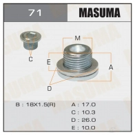 Болт (пробка) маслосливной без магнита M18x1.5 MASUMA 71 48LFR L Toyota Highlander (XU20) 1 2000 – 2007