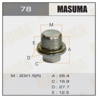 Болт (пробка) маслосливной без магнита M20x1.5 MASUMA 78 1422888106 EQ4C AG5