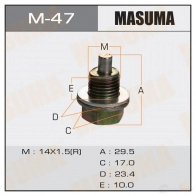Болт (пробка) маслосливной с магнитом M14x1.5 MASUMA M-47 1422888105 8SNZL YA