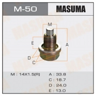Болт (пробка) маслосливной с магнитом M14x1.5 MASUMA Suzuki Grand Vitara (FT, HT) 1 Кроссовер 1.6 4x4 (SQ 416) 94 л.с. 1998 – 2003 M-50 2E Z09