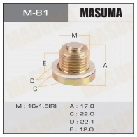 Болт (пробка) маслосливной с магнитом M16x1.5 MASUMA M-81 Renault Koleos 1 (HY) 2007 – 2016 7 UAWK