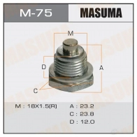 Болт (пробка) маслосливной с магнитом M18x1.5 MASUMA GUAL W M-75 Mitsubishi Outlander 1 (CU5) Кроссовер 2.4 HDD Mivec (CU5W) 160 л.с. 2001 – 2006