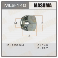 Гайка колесная M14x1.5(L) под ключ 23, открытая MASUMA 10 91VYN 1422883132 MLS-140