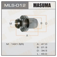 Гайка колесная M14x1.5(R) под ключ 22, с шайбой 35мм MASUMA MLS-012 NTR WO 1422883118