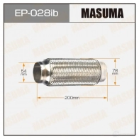 Гофра глушителя Innerbraid 54x200 усиленная MASUMA 1422887920 EP028IB W KO3C