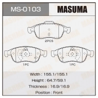 Колодки тормозные дисковые MASUMA 4560116722822 MS-0103 W8 PSFQM 1422881749