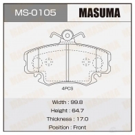 Колодки тормозные дисковые MASUMA WWN F1W 4560116722846 Renault Clio (BB, CB) 2 Хэтчбек 1.2 16V (BB05. BB0W. BB11) 75 л.с. 2001 – наст. время MS-0105
