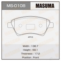 Колодки тормозные дисковые MASUMA Renault Megane (LM) 2 Седан 2.0 135 л.с. 2003 – 2024 MS-0108 4560116723072 DIU H5