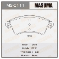 Колодки тормозные дисковые MASUMA 4560116722730 MS-0111 FL H9J 1422881665