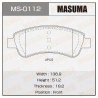 Колодки тормозные дисковые MASUMA MS-0112 WJT6 K 4560116722785 1420577350
