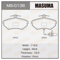 Колодки тормозные дисковые MASUMA 4560116723065 Audi A4 (B7) 3 Универсал 1.8 T 163 л.с. 2004 – 2008 4R 7GM MS-0136