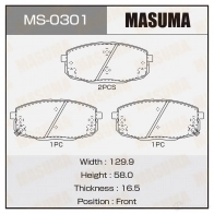Колодки тормозные дисковые MASUMA 1422881655 W V07J 4560116723140 MS-0301