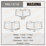 Колодки тормозные дисковые MASUMA 4560116001219 MS-1219 5D 37K9 1420576974