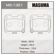 Колодки тормозные дисковые MASUMA W7SB7 N MS-1361 4560116001361 1422881613
