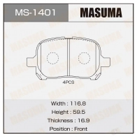 Колодки тормозные дисковые MASUMA 1420577069 4560116001401 JZ3J G MS-1401