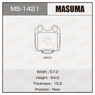 Колодки тормозные дисковые MASUMA Toyota Crown (S170) 11 Седан 4.0 4WD 280 л.с. 1999 – 2004 YR GBHU MS-1421 4560116001421