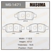 Колодки тормозные дисковые MASUMA 1420577046 ZXL AK9W MS-1471 4560116721870