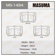 Колодки тормозные дисковые MASUMA 4560116722389 Lexus IS (XE20) 2 Седан 3.5 350 (GSE21) 310 л.с. 2005 – 2013 5O 7SG61 MS-1494