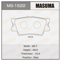 Колодки тормозные дисковые MASUMA Toyota RAV4 (XA40) 4 Кроссовер 2.0 D (ALA40) 124 л.с. 2012 – наст. время MS-1522 4560116722396 7UT W4