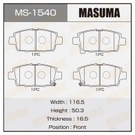 Колодки тормозные дисковые MASUMA 4560116722679 MS-1540 1420576956 BN7 DT5