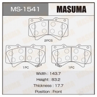 Колодки тормозные дисковые MASUMA 4560116722532 DWM EBAJ Lexus LX (J200) 3 Внедорожник 4.5 450d (VDJ201) 272 л.с. 2015 – наст. время MS-1541
