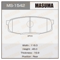 Колодки тормозные дисковые MASUMA MS-1542 O05PG 4 4560116722402 Lexus LX (J200) 3 Внедорожник 4.5 450d (VDJ201) 272 л.с. 2015 – наст. время