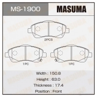Колодки тормозные дисковые MASUMA 2QBQ EM 4560116722693 MS-1900 1420577098