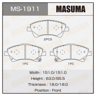 Колодки тормозные дисковые MASUMA 1420577106 4560116723522 MS-1911 ZPO 5Z0U