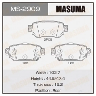 Колодки тормозные дисковые MASUMA O8Z 53D2 4560116470648 Nissan X-Trail (T32) 3 Кроссовер 2.5 ALL MODE 4x4 i (NT32) 169 л.с. 2014 – наст. время MS-2909